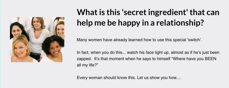 What is this 'secret ingredient' that can help me be happy in a relationship?